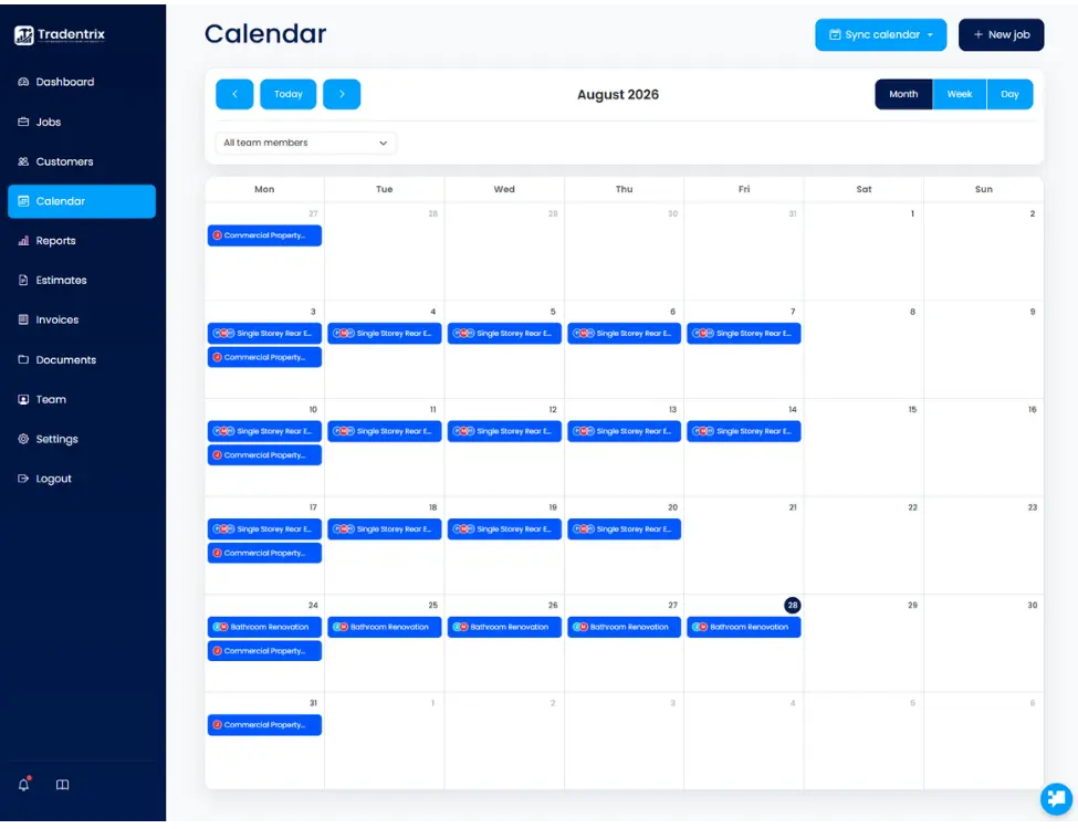 Example of calendar page