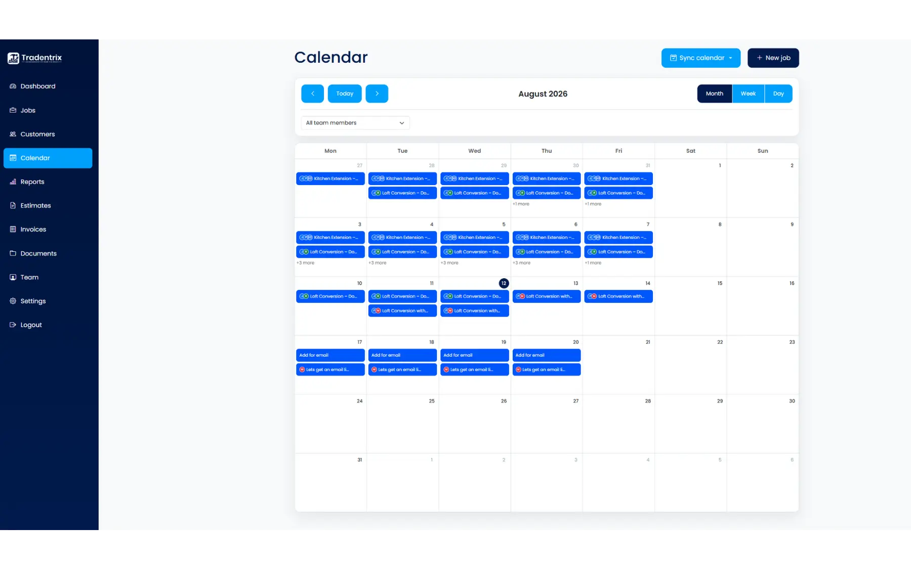 Calendar: Example view