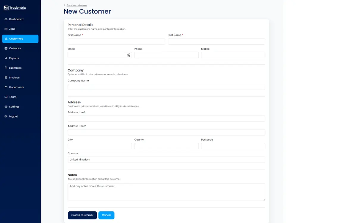 Adding a customer