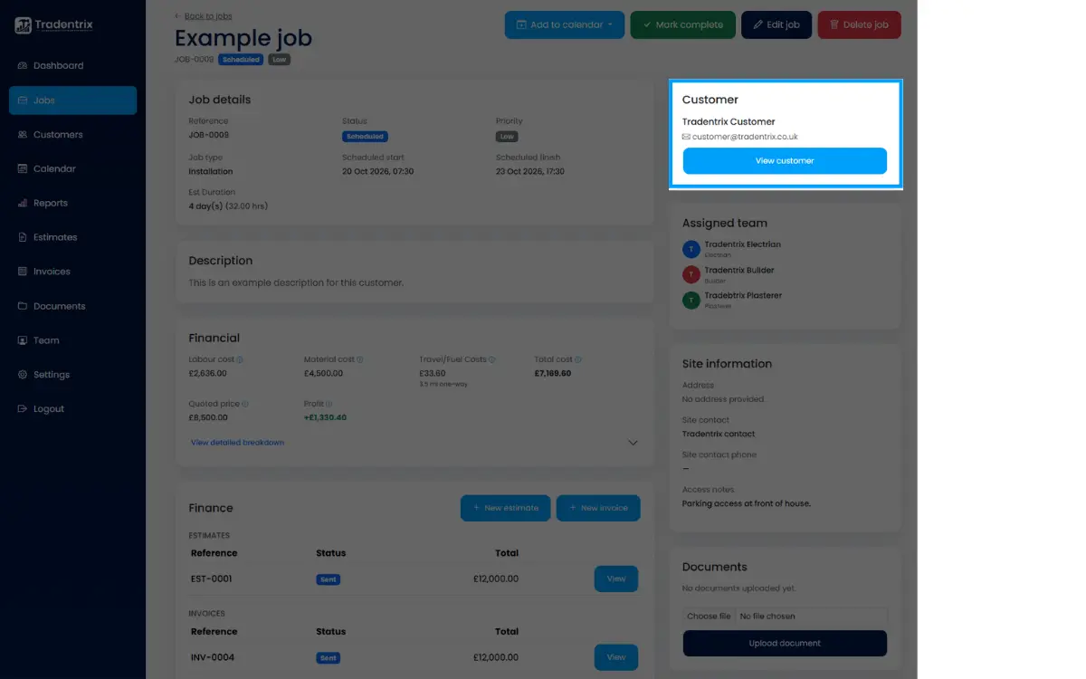 Customer listing