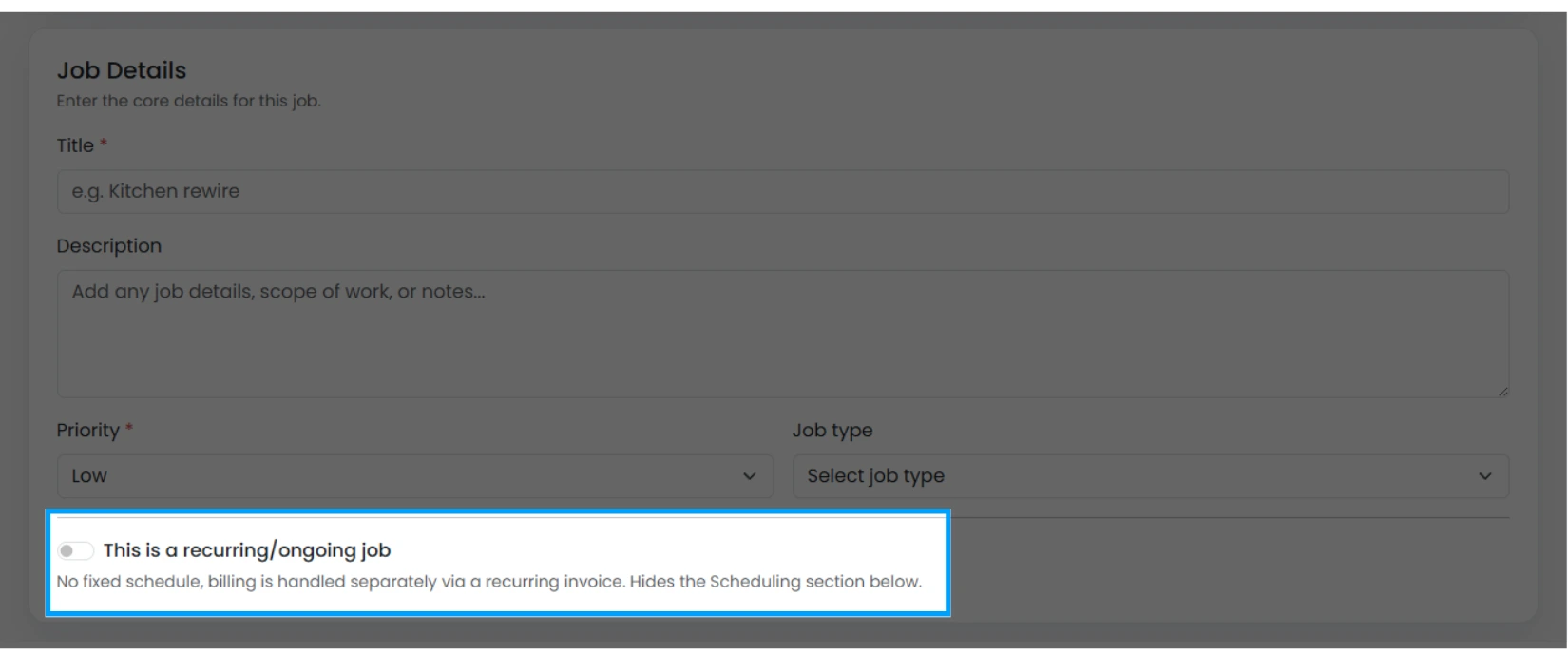 Recurring job option