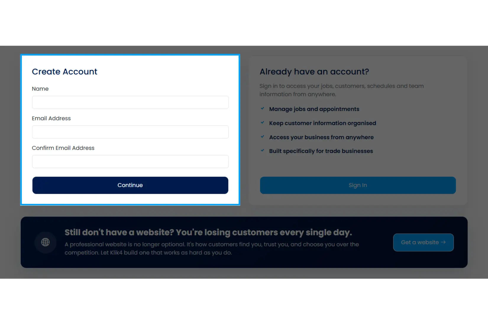 Sign up step 1: your details